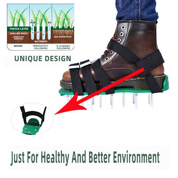 

lawn aerator shoes pro anti-slip solid durable scarifier garden spiked shoes for aerating your yard lawn grass universal size