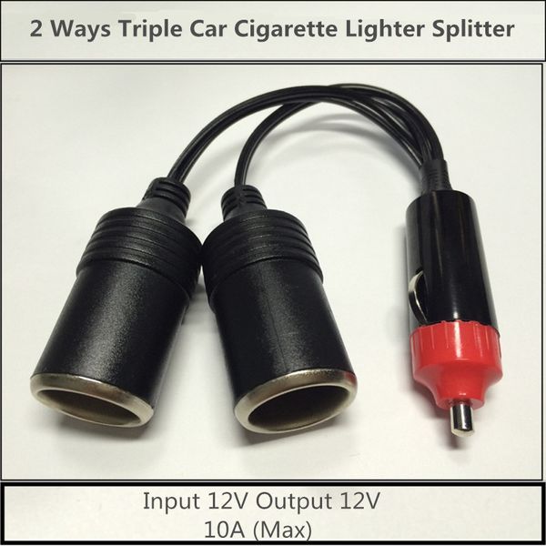 

universal 2 ways triple car cigarette lighter splitter female socket plug power adapter connector, input 12v output 12v 10a 120w