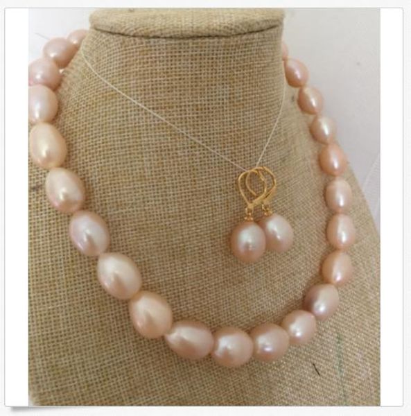 

elegant genuine 10-13mm south sea pink pearl necklace 18"14k, Silver