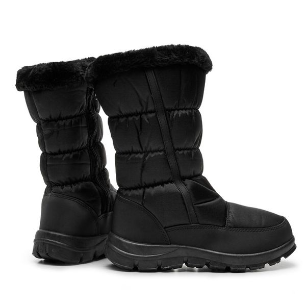 Venda quente-outono botas de inverno para mulheres Big Size Botas de neve para senhoras antiderrapantes sapatos de lã deslizamento em calçados meados de bezerro bootie zy627