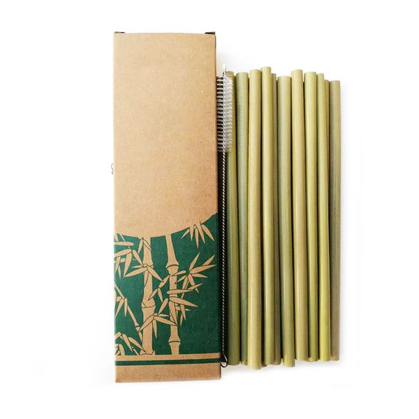 

10pcs/set hight quality bamboo drinking straws reusable eco-friendly party kitchen + clean brush support drop shipping