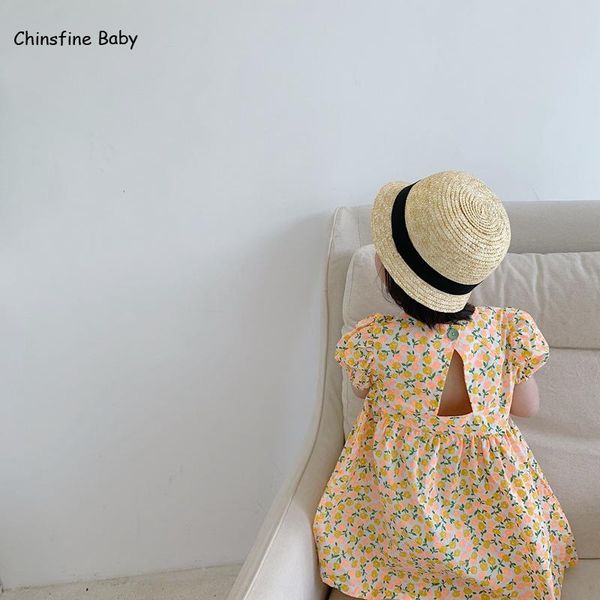 

2020 new summer children's korean version open back care machine floral dress girls fairy skirt, Red;yellow