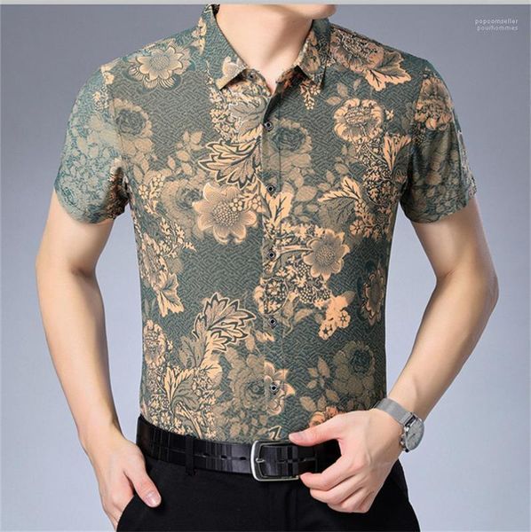 

summer designer floral printed polo fashion lapel neck short sleeve tees luxury business mens tees, White;black