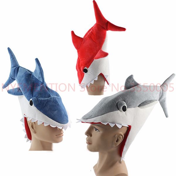 

funny originality aquarium shark piranha fish hat plush toy stuffed plush cap cosplay hat for children 5pcs