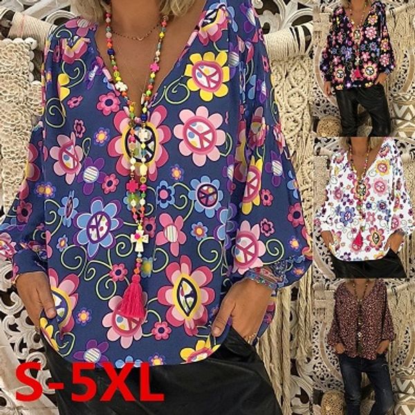 

women's loose and thin v-neck print puff sleeve t-shirt women's casual shirts beach seasides t-shirt, White