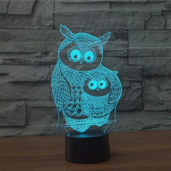 

owl 6 3d lamp colorful touch led children's room decoration 3d night light lovely cartoon children's toys table led night light