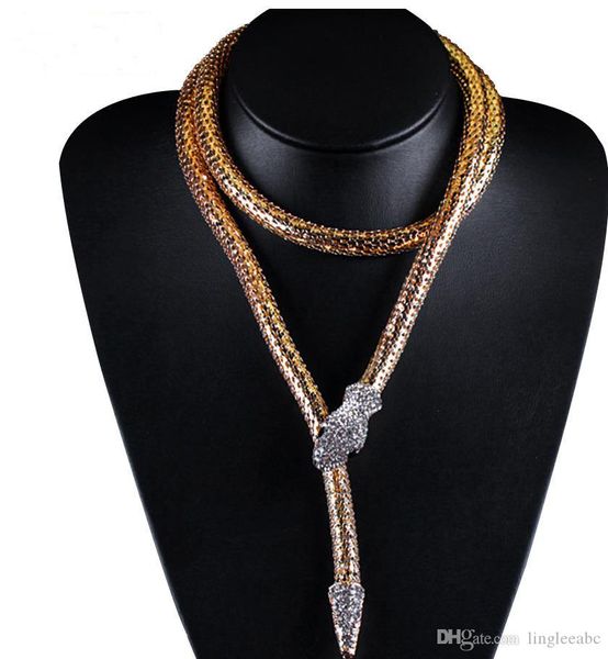 

exaggerated gold silver chains snake necklace long necklaces & pendants fashion jewelry animal accessories, Golden;silver