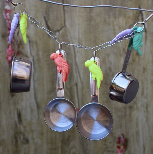 

gnaw parrot sneakers bird stainless steel four pot string toys