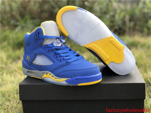 

2019 new arrival 5 jsp laney varsity royal blue light charcoal-varsity maize men basketabll shoes designer sneakers size 7-13