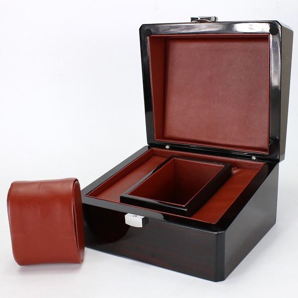 

new fashion burgundy watch high-end glossy paint clam rosewood watch box wooden watch box display box, Black;blue