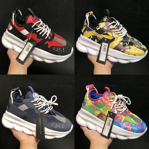 

2019 chain 2 reaction sneakers males mens snakeskin shoes females womens sport trainers casual fashion shoes sneakers with dust, White;red