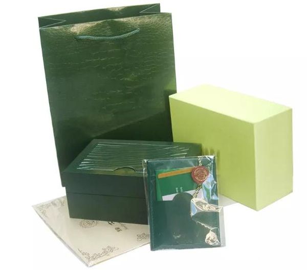 

green watch original box papers card purse gift boxes handbag 185mm*134mm*84mm 0.7kg for 1610 1161660 11116710 watches, Black;blue