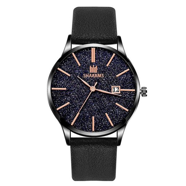 

shaarms 2019 creative watch for men leather band stainless steel analog date quartz wristwatch luxury minimalism watches, Slivery;brown
