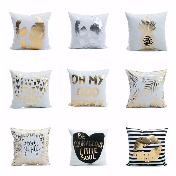 

2019 creative pattern super soft pineapple love letters bronzing silver cushions pillow and linen cushions pillow home decor