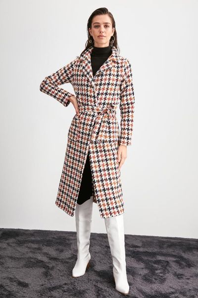 

trendyol arched crow's feet pattern coat twoaw20kb0245, Black;brown