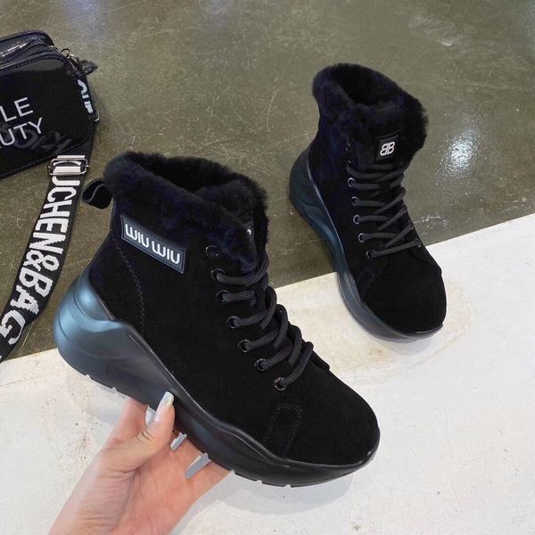

winter new women's snow boots fur one short boots warm thick bottom wild casual women's winter women, Black