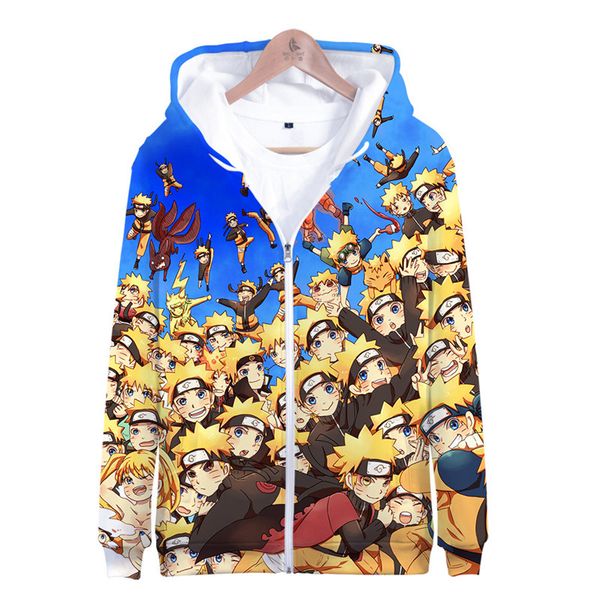 

naruto harajuku 3d autumn hoodies long sleeve sweatshirts fashion cartoon zipper hooded men clothes 2019 hip hop casual 4xl, Black