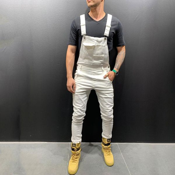 

color: black white green red khaki 2019 new denim bib korean slim men's trousers men's pants size s-xxxl, Blue