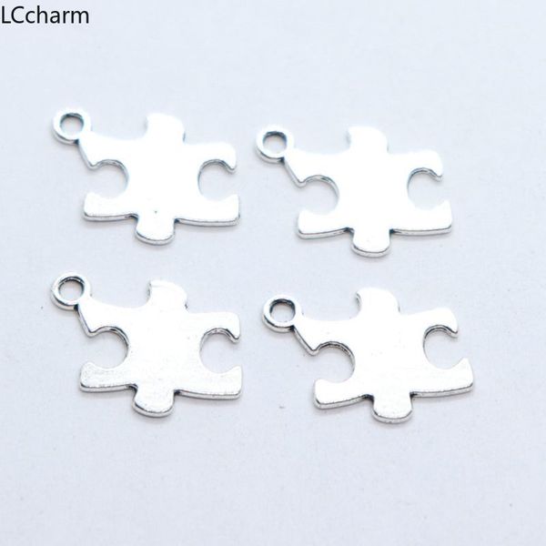 

48pcs tibetan silver baby/child puzzle jigsaw charms pendants crafts beads 14x18mm diy jewelry making, Bronze;silver