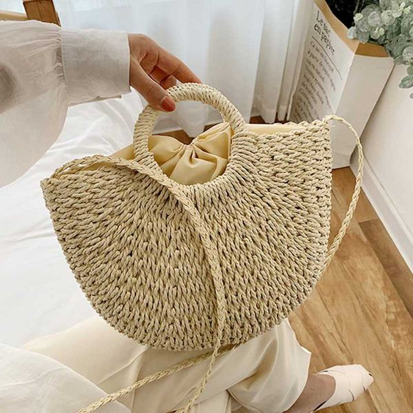 

summer rattan bags bohemia large straw tote handbags handmade woven beach female crossbody bags for women borsa mare di paglia