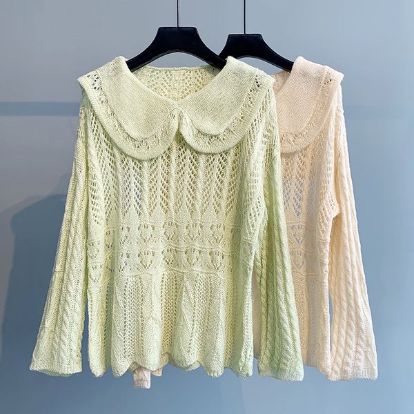 

doll collar knitted pullover women's 2020 spring and summer new korean-style loose sweater yfnt2698, White;black