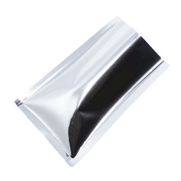 

500pcs open silver aluminium foil plastic bags mylar vacuum pouches heat seal bag storage package pack bags for party