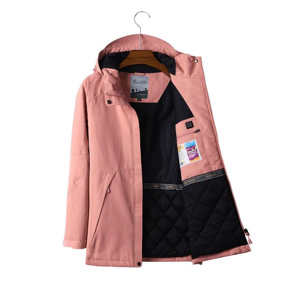

winter women coat slim cool lady warm three-speed temperature control usb charging heating warm jacket casual overcoat #815, Black