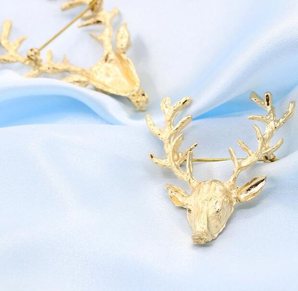 

christmas brooch pin for wedding animal brooches xmas popular cute gold deer antlers head pin jewelry dhl christmas gift, Gray