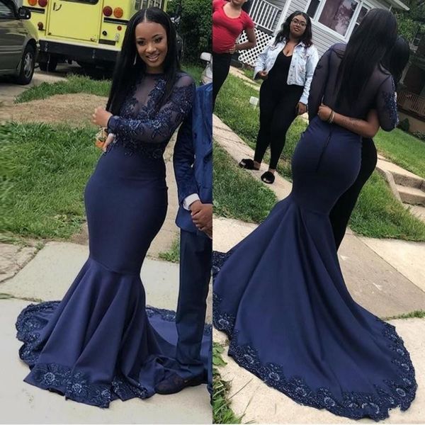 

amandabridal african nigerian navy blue new mermaid evening dresses jewel neck floor length prom dress special occasion dress, Red
