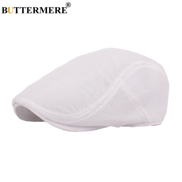 

buttermere summer berets mens white vintage casual driving flat beret cap adjustable spring mesh 2019 new duckbill hat and caps, Blue;gray