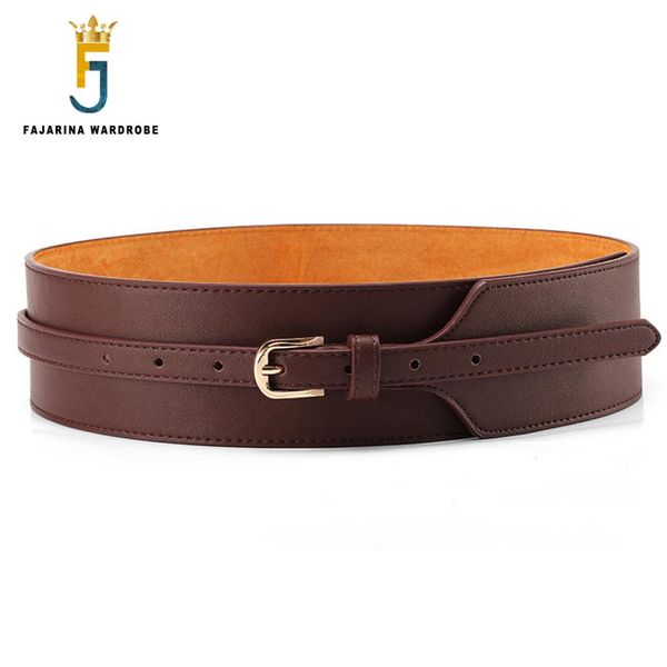 

fajarina quality pin buckle female style wide belts dressy coat dres ladies leather decorative girdle women waistband ldfj028, Black;brown
