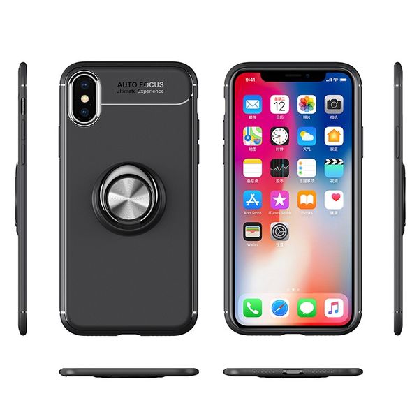 

Metal Finger Ring Magnetic Cover Car Holder Bracket Shockproof Stand Soft TPU PC Phone Case For iphone XS MAX XR X 8 Plus
