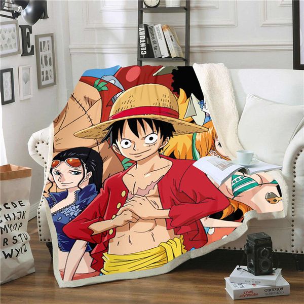 

anime one piece 3d printing plush fleece blanket fashion quilts home office washable duvet casual kids sherpa blanket 002