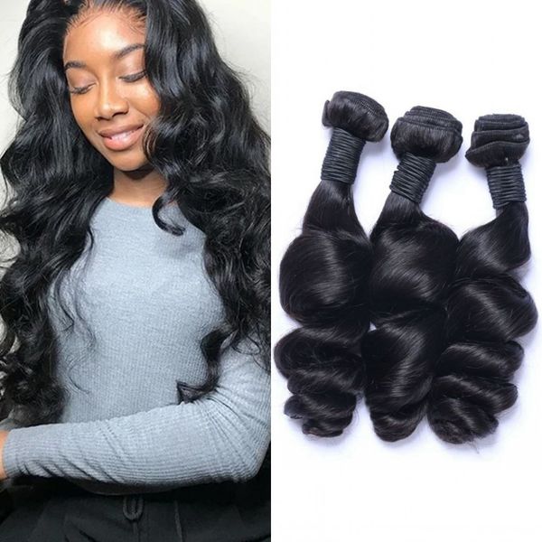 

loose wave bundles 100g/pc peruvian hair weave bundles 8-26 inch 3 bundles virgin human hair extension, Black