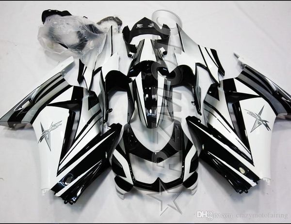

4gifts new injection abs fairings kits fit for kawasaki ninja250 zx250r 2008 2009 2010 2011 2012 ex250 08 09 10 11 12 set white black