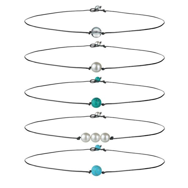 

imitation pearl necklace women fashion green stone beads choker necklace handmade chocker jewelry gift, Golden;silver
