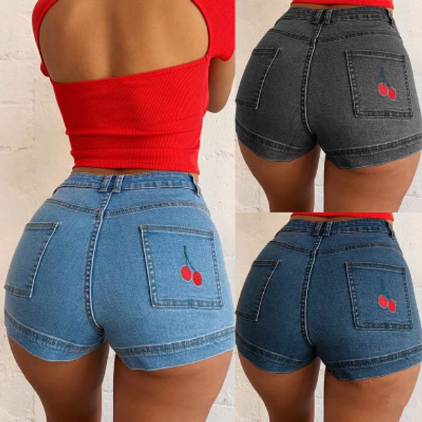 

xl summer low waist skinny denim tough women's shorts in europe and america, Blue