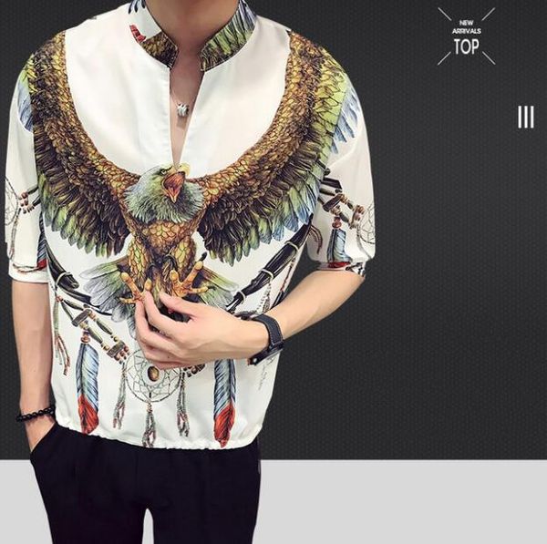 

new male half sleeve casual print color shirts 04o, White;black