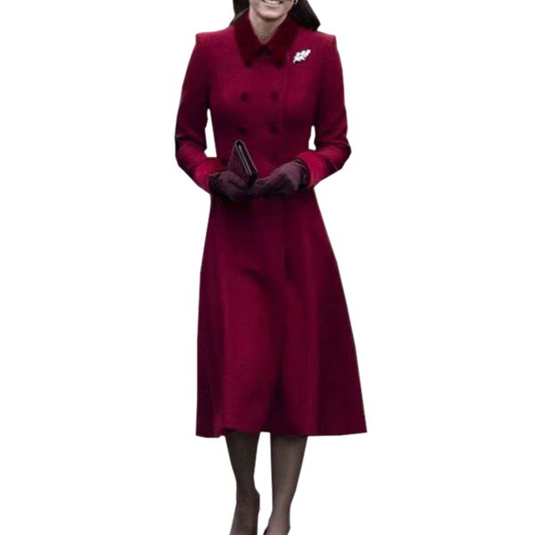 

british style red classic coat turndown collar long sleeve double breast button flap pockets long sleeve women winter wool coats, Tan;black