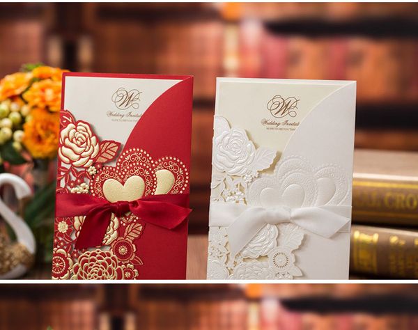 

2019 chinese white beach elegant hollow wedding invitations cards craft supplies bridal invitations laser cut, Black