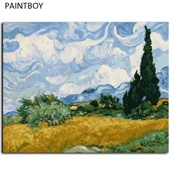 

van gogh oil painting framed picture painting by numbers abstract landscape diy digital canvas oil wall art g415