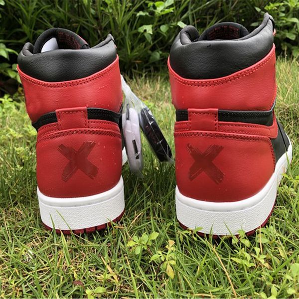 

432001-001 1 high og banned genuine leather men basketball shoes game royal banned shadow trainers sneakers with original box