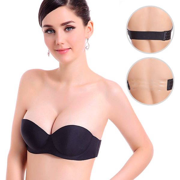 

women magic push up bra strapless women's bras underwired 1/2 cup back band dress wedding backless invisible bras, Red;black
