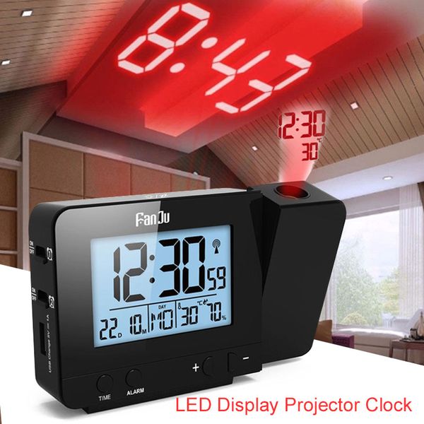 

silver black clock bedroom economic multifunction digital projector led alarm color decoration projection alarm lcd weather
