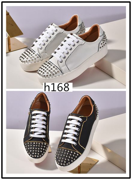 

2020 men women fashion spike sneakers black white leather suede graffiti flat bottoms luxury casual shoe size 37