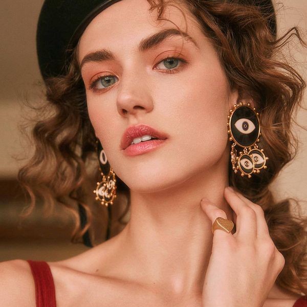

dvacaman 2020 fashion statement evil eyes earrings for women wedding eyes tassel big punk drop earrings christmas banquet gift, Silver