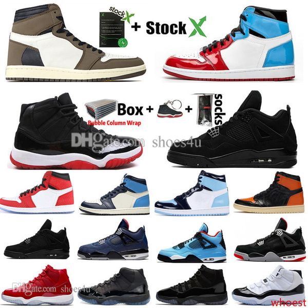 

new black cat 4 4s white cement what the 1 1s travis scotts mens basketball shoes unc bred 11 11s concord 45 men sports designer sneakers