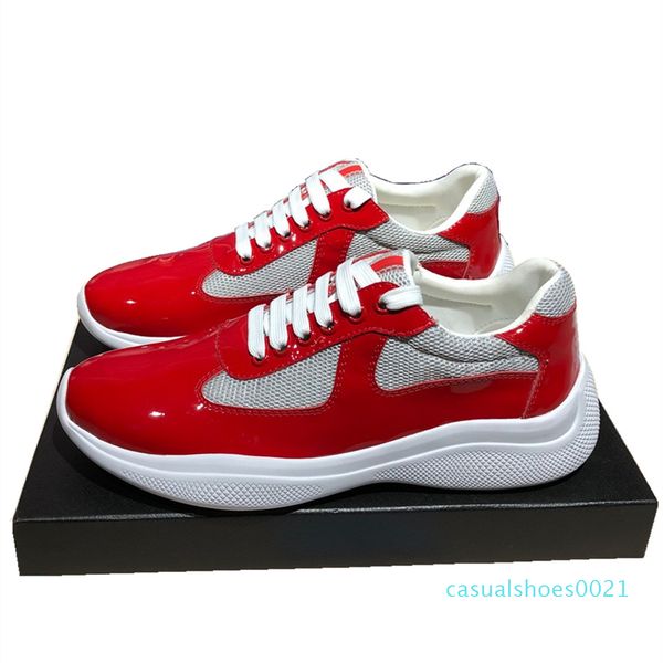 

men fashion casual shoes america cup designer sneakers patent leather and nylon luxury sneakers mens shoe c21, Black