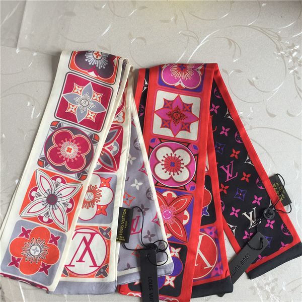 

new silk scarf brand small ribbon fashion women's fashion men and women scarf designer handbag decoration ribbon 120*8cm drhdshsdfj, Blue;gray