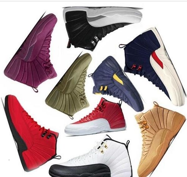 

mens 12s basketball shoes winterized wntr gym red michigan bordeaux 12 white black the master flu game taxi sport sneakers trainers